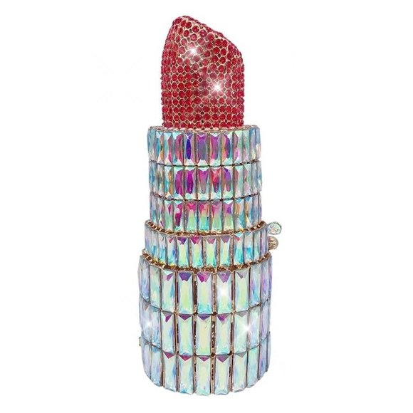 NWT Sparkling Swarovski Bling Crystal Rhinestone Lipstick Purse Clutch B… - Picture 4 of 17